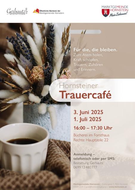 Ausschreibung des Trauercafés im Juni und Juli