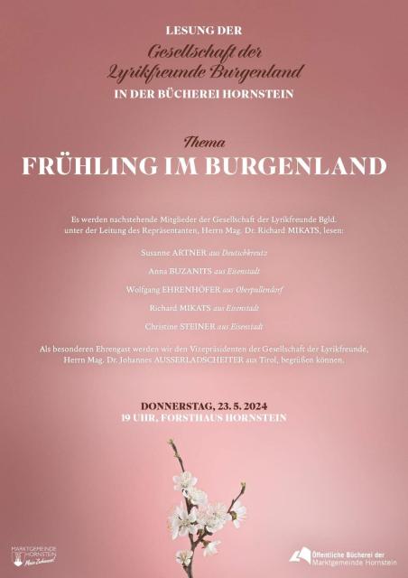 Lesung der Gesellschaft der Lyrikfreunde Burgenland in der Bücherei Hornstein